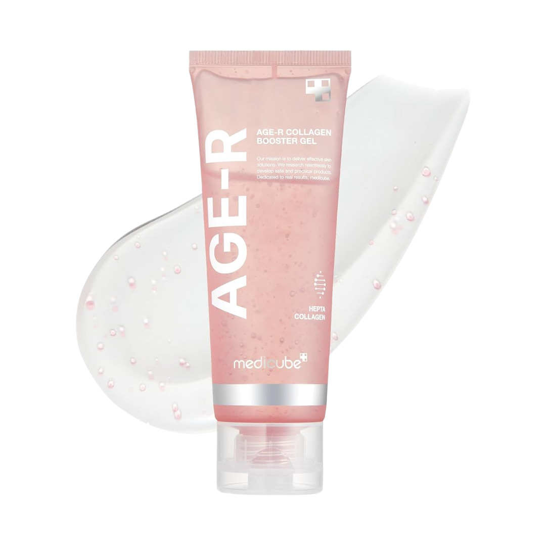 Age-R Collagen Booster Gel 100 ml bottle on marble countertop
