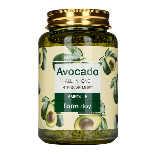 Farmstay All n 1 Avocado Ampoule 250Ml packaging front view with green avocado motif