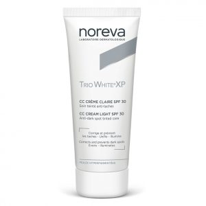 Noreva Trio White Xp Cc 40ml tube on white background, front-facing with brand logo