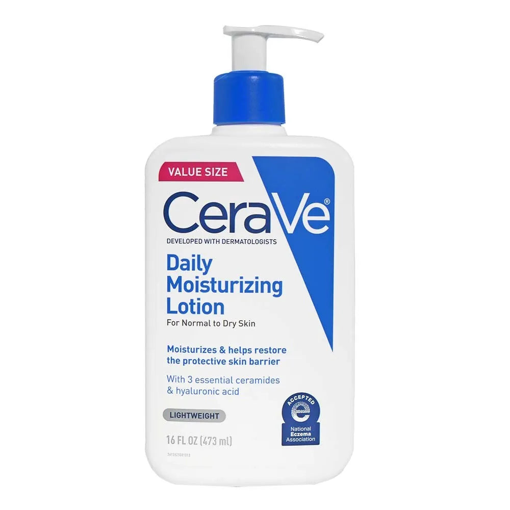 CeraVe moisturizer being applied to face and hands in daily skincare routine