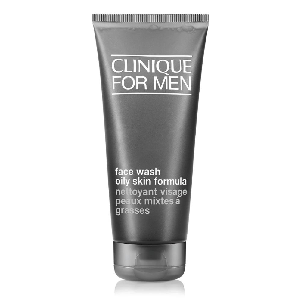 Clinique Men's Face Wash Oily Skin Formula in a 200ml tube on a clean white surface