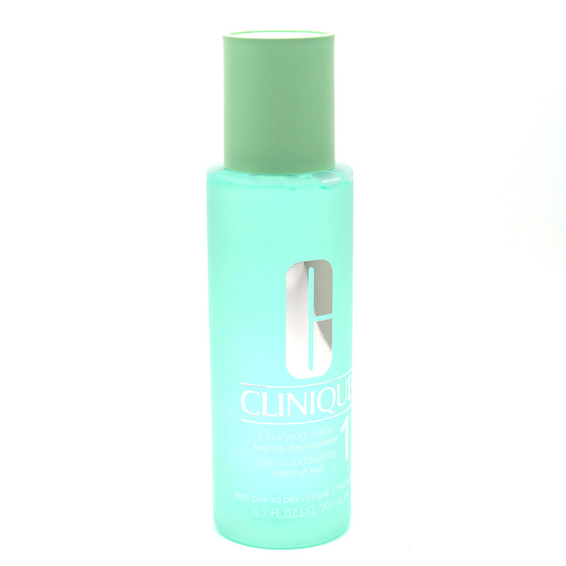Clinique Clarifying Lotion 1 200ml bottle with silver cap on white background