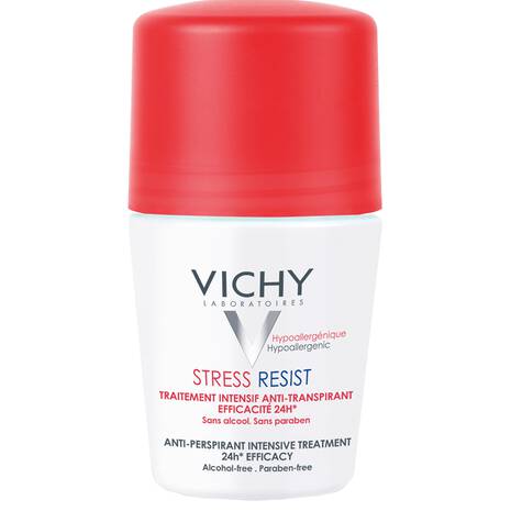 Vichy Stress Resist 50ml white roll-on bottle on clean white surface