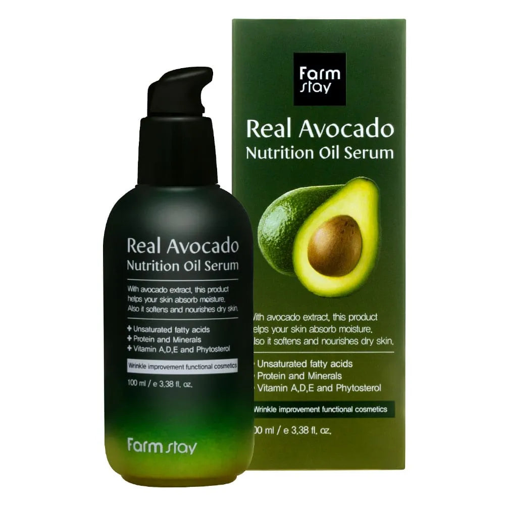 Woman applying Farmstay avocado serum to clean face