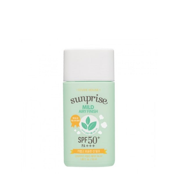 Etude House Sunprise Mild Airy Finish Sun Milk SPF50+ 55ML bottle on white background