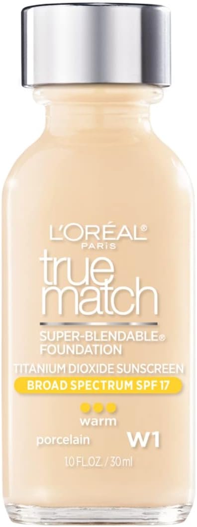 L'Oreal True Match Super Blendable Makeup W1 Porcelain 30ml bottle on white background