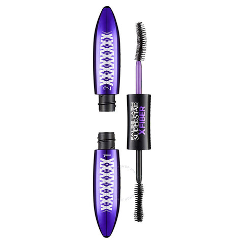 Close-up of mascara wand showing fiber-infused formula for lengthening lashes