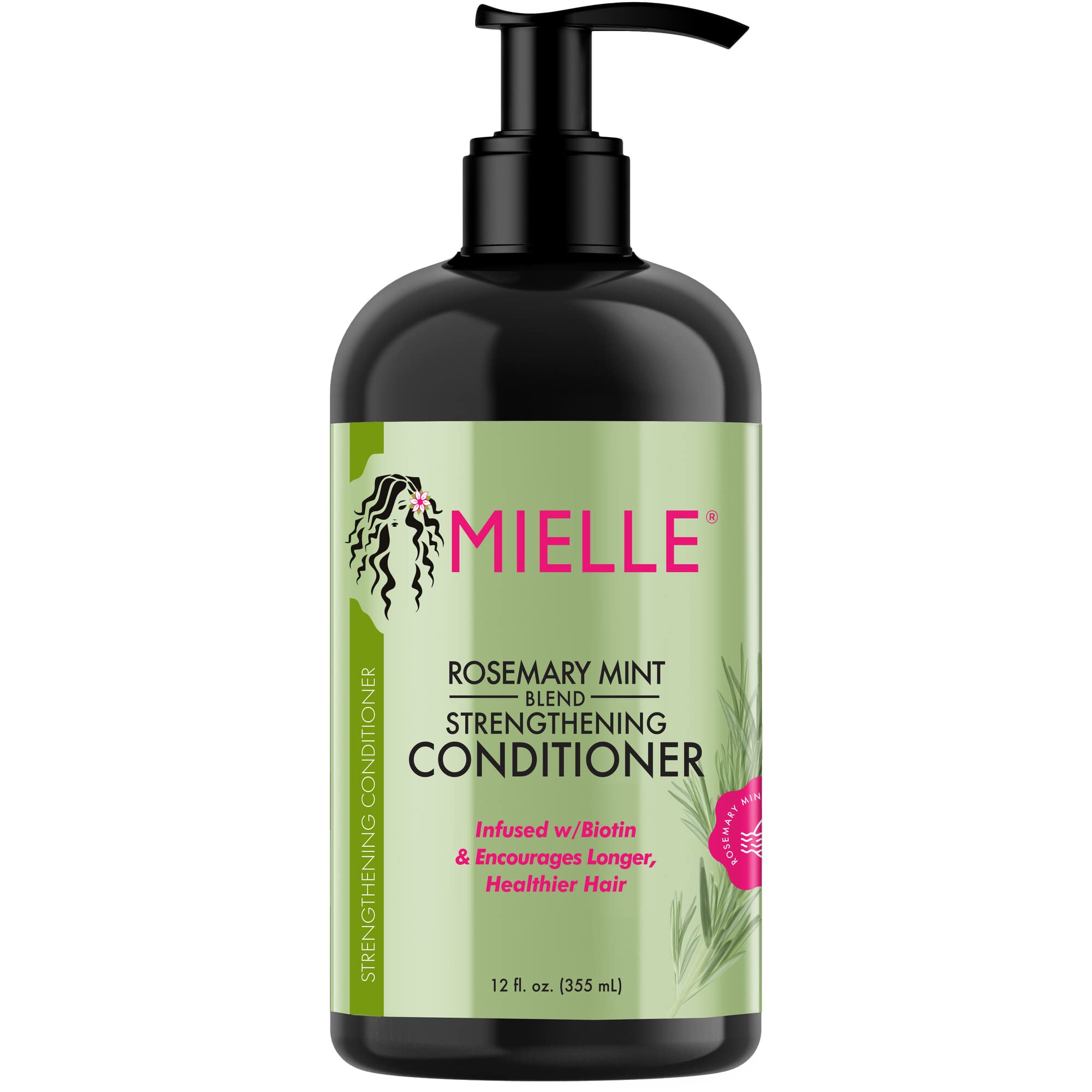 Mielle Organics Rosemary Mint Strengthening Conditioner 355 ml bottle with green label and mint leaf illustration