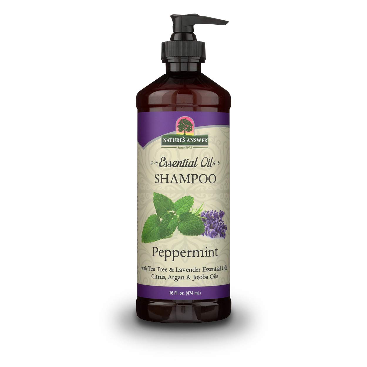 Nature's Answer peppermint shampoo 474ml white bottle with green label
