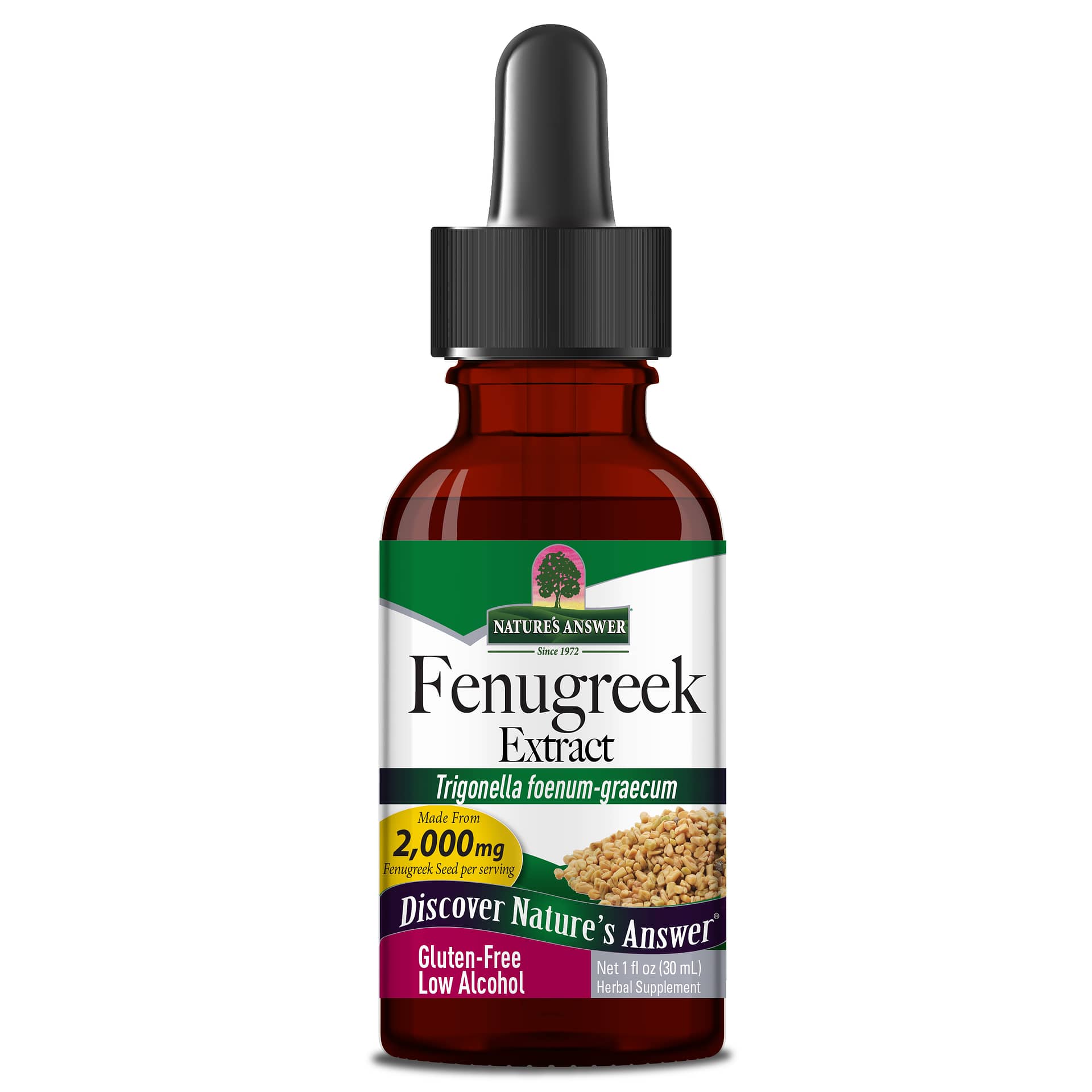 Nature's Answer Fenugreek liquid extract 30ml brown glass bottle with dropper