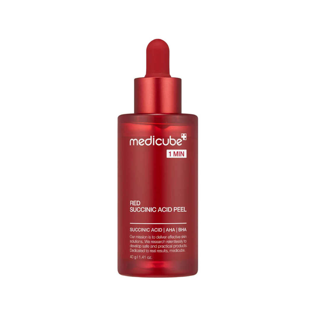 Red Acne Succinic Acid Peel 40 g product tube on white surface