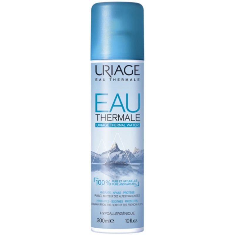 Uriage Thermal Water Spray 300ml bottle with blue and white label, standing upright