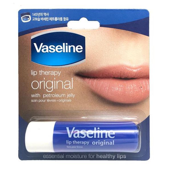 Vaseline Lip Therapy Original stick in its blue packaging, 4.8G size