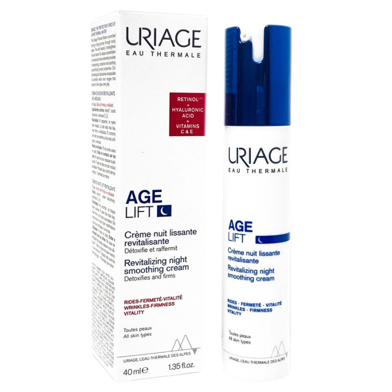Uriage Age Lift Revitalizing Night Smoothing Cream 40ml jar on white surface