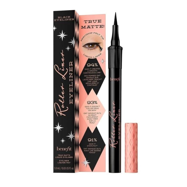 Benefit Roller Liner black liquid eyeliner with precision felt tip, 1ml packaging