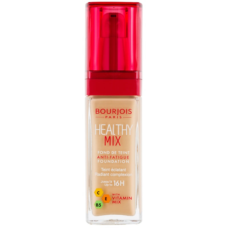 Bourjois Healthy Mix Foundation 53 Light Beige pump bottle on white background
