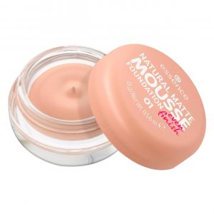 essence Natural Matte Mousse Foundation 01 in a round clear jar with black lid