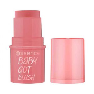 Essence Baby Got Blush Stick in shade 30 Rose All Day, a creamy pink blush in a twist-up stick format, shown on a clean white surface