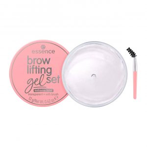 essence Eyebrow Fixing Gel clear tube with brush applicator against white background
