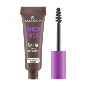 essence Brow Fixing Mascara Thick & Wow! in Ash Brown tube on white background