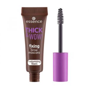 essence Brow Fixing Mascara Thick & Wow! in Brunette Brown – tinted brow gel for natural hold and volume