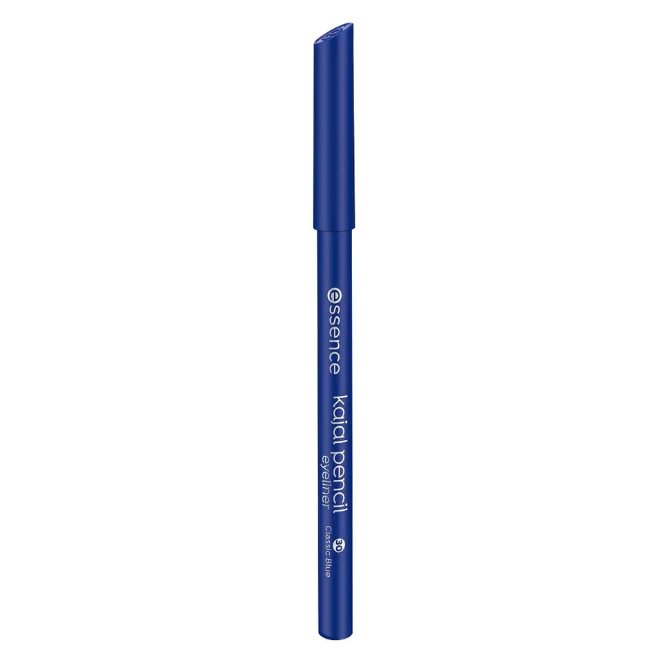 Essence Kajal Pencil Eyeliner 30 in blue shade, 1g stick with black cap and blue band on white background