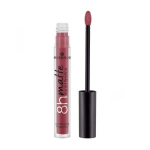 essence Liquid Lipstick 8h Matte in Dark Berry 08, deep berry shade in a clear tube with black cap