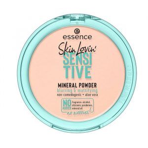 Essence Skin Lovin' Sensitive Mineral Powder in a translucent compact with silver accents