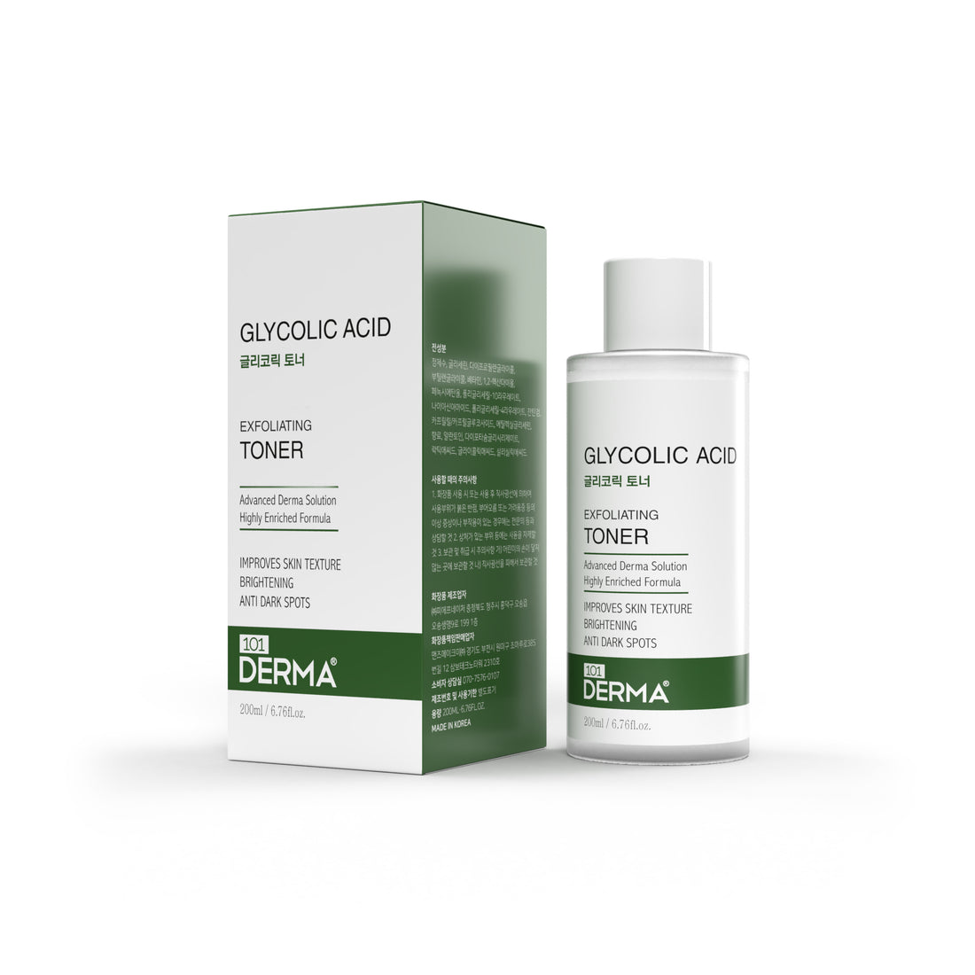 101 Derma Glycolic Acid Exfoliating Toner 200ml bottle front view