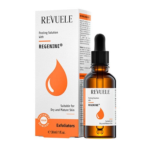 Revuele Regenine Peeling Solution 30ml bottle with dropper, transparent gel visible