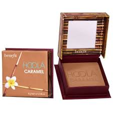 Benefit Hoola matte bronzer in Caramel shade, pressed powder in compact with domed lid