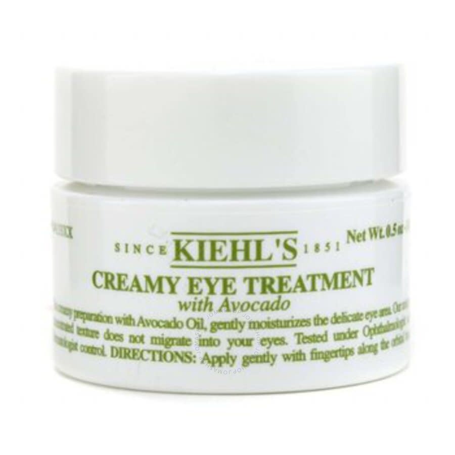 Kiehl's Creamy Eye Treatment with Avocado in a small glass jar with a white and green label, 14 g size