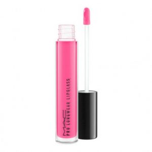 MAC Cremesheen Glass in Loud & Lovely, a pink-peach lip gloss with a doe-foot wand inside a clear tube