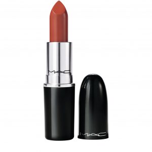 MAC Powder Kiss Lipstick in shade #549 PDA displayed with cap off, showing bullet