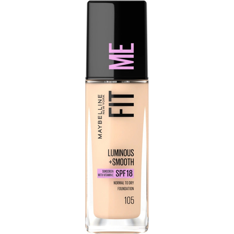 Maybelline Fit Me Luminous Smooth Foundation in shade Natural Ivory Fra NO,105, 30ml glass bottle