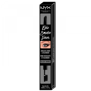 NYX Epic Smoke Eye Liner in Black Smoke R with slant-edge tip and paddle brush, creamy formula