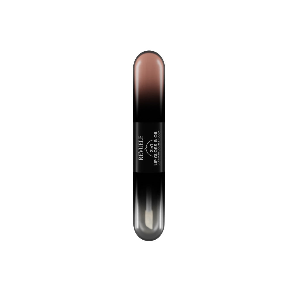 Revuele 2in1 Lip Gloss & Oil in shade 06 with a doe-foot applicator, glossy silver packaging