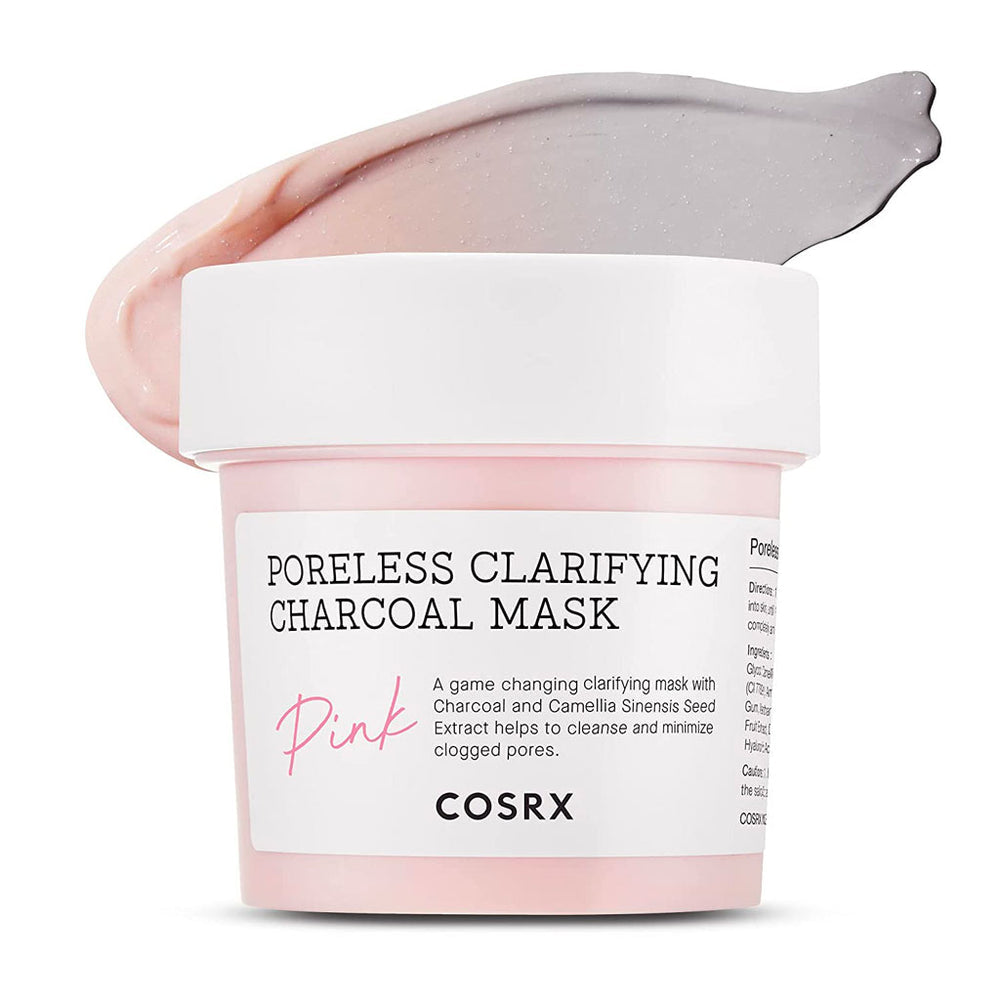 Cosrx Poreless Clarifying Charcoal Mask Pink 110g tube packaging front view