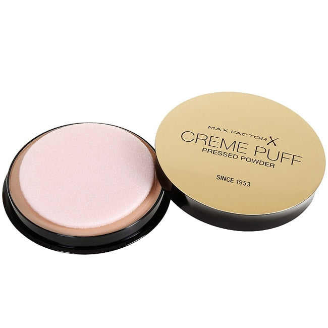 Max Factor Creme Puff Pressed Powder 81 Truly Fair compact in classic black case