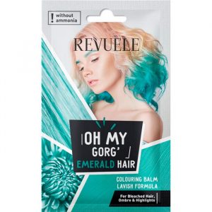 Revuele Emerald Hair Coloring Balm in a tube with green cap, showcased against white background