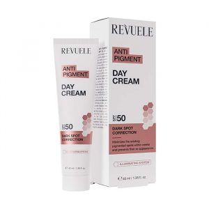 Revuele Anti Pigment Anti-Stain Day Cream SPF 50 tube packaging front view