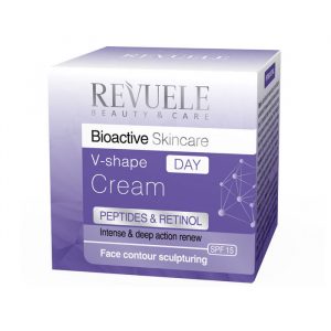 Revuele V-Shape Day Cream 50ml white pump bottle against clean studio background