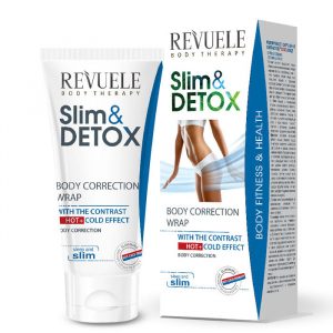 Revuele Slim Detox Correcting Body Wrap in a blue gel form, 200ml tube packaging