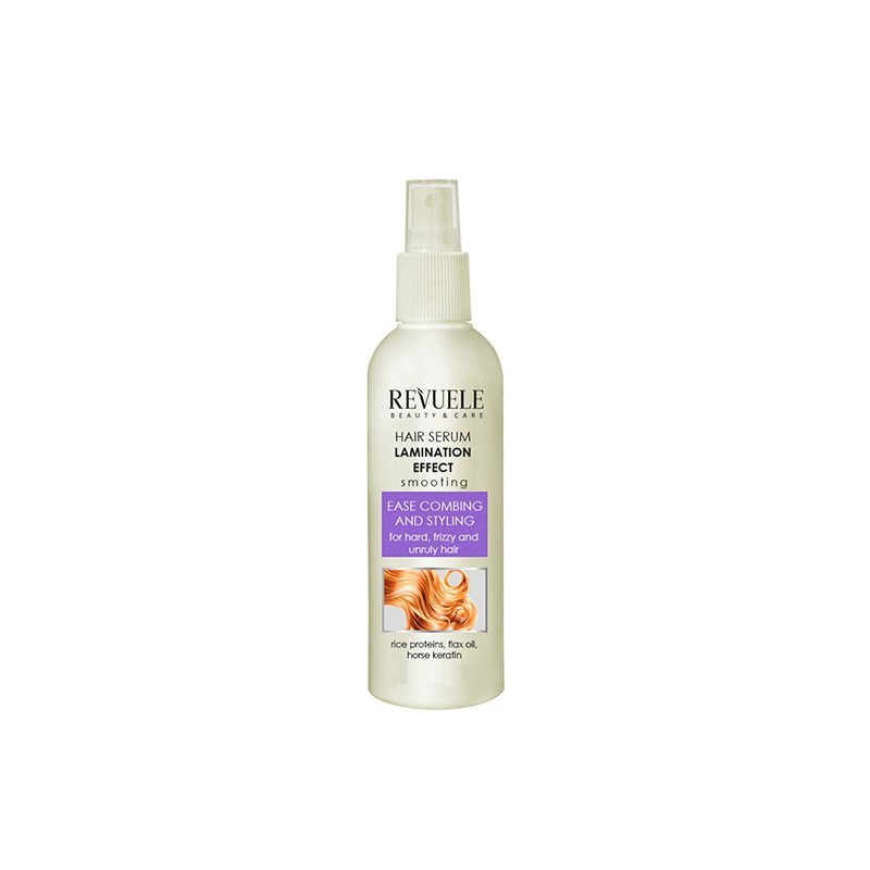 Revuele Hair Serum with Lamination 200ml bottle on white background, showing sleek packaging and product name