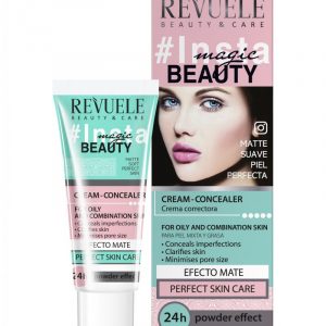 Revuele Insta Magic Beauty Cream-Concealer 35ml tube, white and purple packaging on clean background