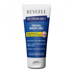 Revuele No Problem facial cleansing gel bottle with tea tree and AHA/BHA/PHA for oily skin