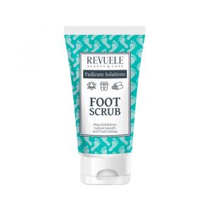 Revuele foot scrub tube in 150ml size, pink and white packaging