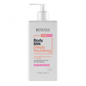 Revuele Tender Care Deeply Nourishing Body Milk 250ml tube on marble surface