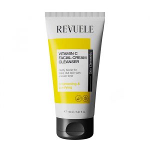 Revuele Vitamin C Cream Cleanser in a white tube with orange accents, 150ml size