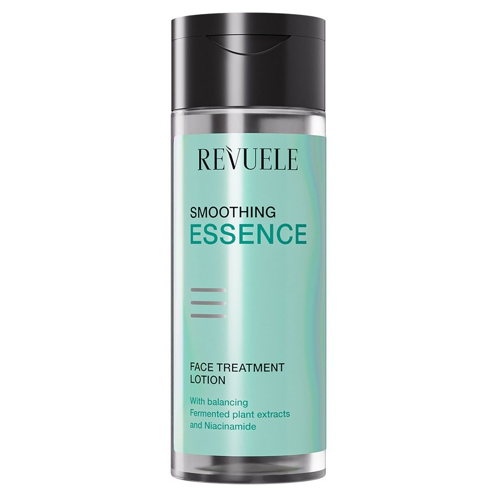 Revuele Smoothing Face Essence 150 ml bottle on white background, minimalist skincare packaging